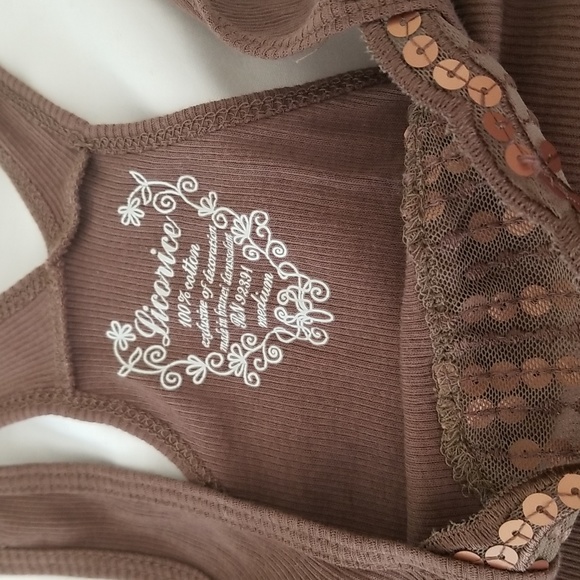 Licorice brown sequin tank top (M) - Picture 2 of 6